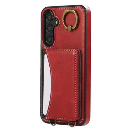For Samsung Galaxy A05s 4G PU Leather Back Case Card Holder Kickstand Phone Cover with Wrist Strap