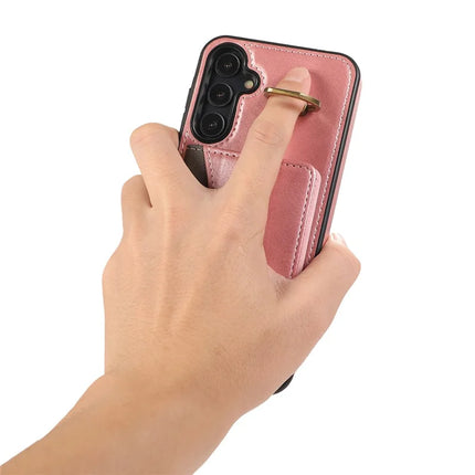 For Samsung Galaxy A05s 4G PU Leather Back Case Card Holder Kickstand Phone Cover with Wrist Strap