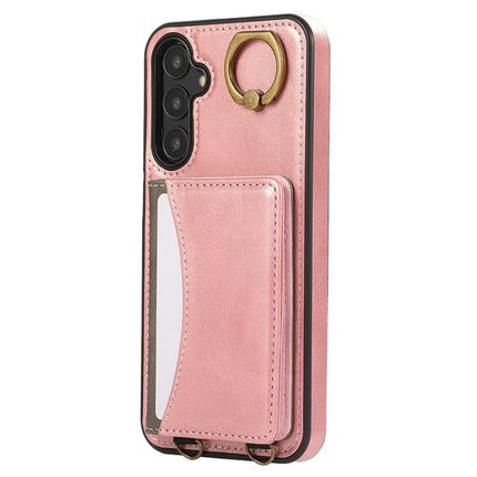 For Samsung Galaxy A05s 4G PU Leather Back Case Card Holder Kickstand Phone Cover with Wrist Strap