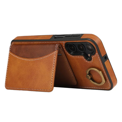 For Samsung Galaxy A05s 4G PU Leather Back Case Card Holder Kickstand Phone Cover with Wrist Strap