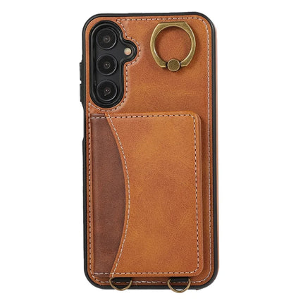 For Samsung Galaxy A05s 4G PU Leather Back Case Card Holder Kickstand Phone Cover with Wrist Strap