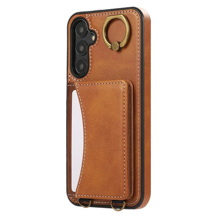 For Samsung Galaxy A05s 4G PU Leather Back Case Card Holder Kickstand Phone Cover with Wrist Strap