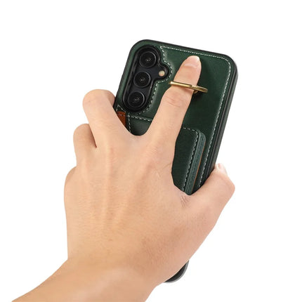 For Samsung Galaxy A15 4G  /  A15 5G PU Leather Back Case Card Holder Kickstand Phone Cover with Wrist Strap