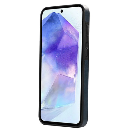 For Samsung Galaxy A55 5G PU Leather Back Case Card Holder Kickstand Phone Cover with Wrist Strap