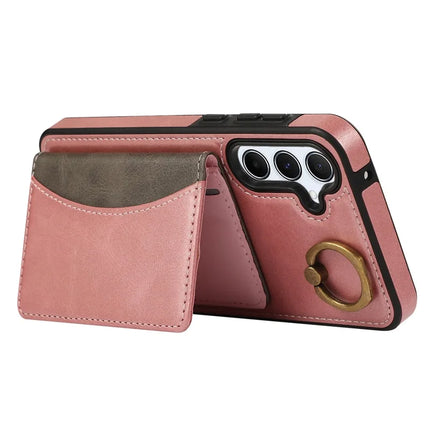 For Samsung Galaxy A55 5G PU Leather Back Case Card Holder Kickstand Phone Cover with Wrist Strap