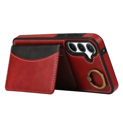 For Samsung Galaxy A54 5G PU Leather Back Case Card Holder Kickstand Phone Cover with Wrist Strap