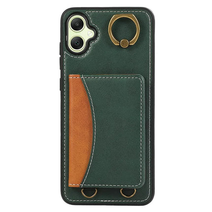 For Samsung Galaxy A05 4G PU Leather Back Case Card Holder Kickstand Phone Cover with Wrist Strap