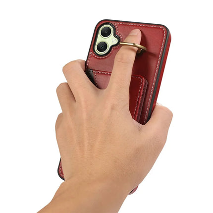 For Samsung Galaxy A05 4G PU Leather Back Case Card Holder Kickstand Phone Cover with Wrist Strap