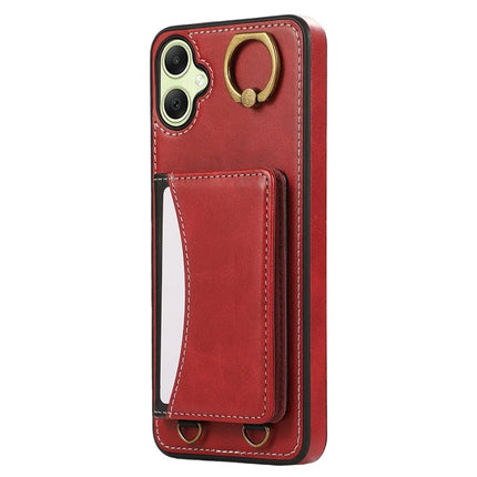 For Samsung Galaxy A05 4G PU Leather Back Case Card Holder Kickstand Phone Cover with Wrist Strap