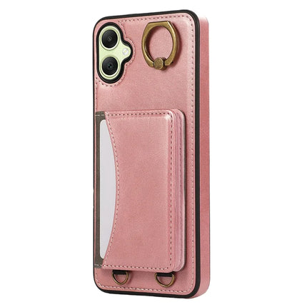 For Samsung Galaxy A05 4G PU Leather Back Case Card Holder Kickstand Phone Cover with Wrist Strap