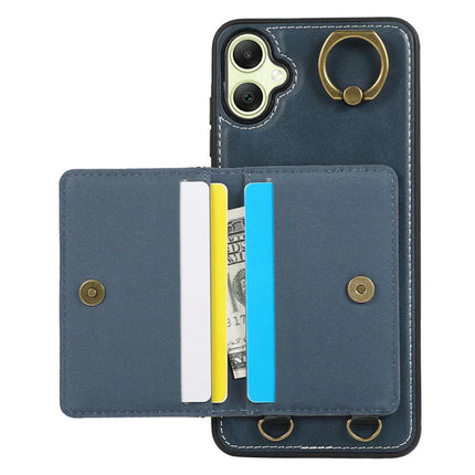 For Samsung Galaxy A05 4G PU Leather Back Case Card Holder Kickstand Phone Cover with Wrist Strap