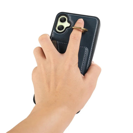 For Samsung Galaxy A05 4G PU Leather Back Case Card Holder Kickstand Phone Cover with Wrist Strap
