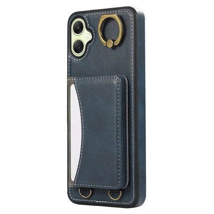 For Samsung Galaxy A05 4G PU Leather Back Case Card Holder Kickstand Phone Cover with Wrist Strap