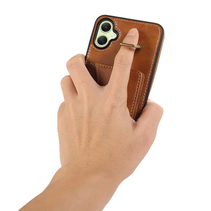 For Samsung Galaxy A05 4G PU Leather Back Case Card Holder Kickstand Phone Cover with Wrist Strap