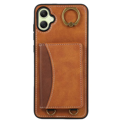 For Samsung Galaxy A05 4G PU Leather Back Case Card Holder Kickstand Phone Cover with Wrist Strap