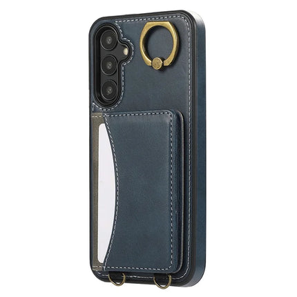 For Samsung Galaxy A14 5G  /  A14 4G PU Leather Back Case Card Holder Kickstand Phone Cover with Wrist Strap