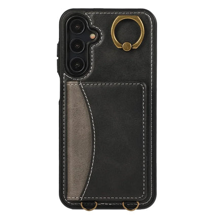 For Samsung Galaxy A14 5G  /  A14 4G PU Leather Back Case Card Holder Kickstand Phone Cover with Wrist Strap