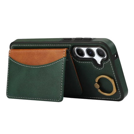 For Samsung Galaxy A34 5G PU Leather Back Case Card Holder Kickstand Phone Cover with Wrist Strap