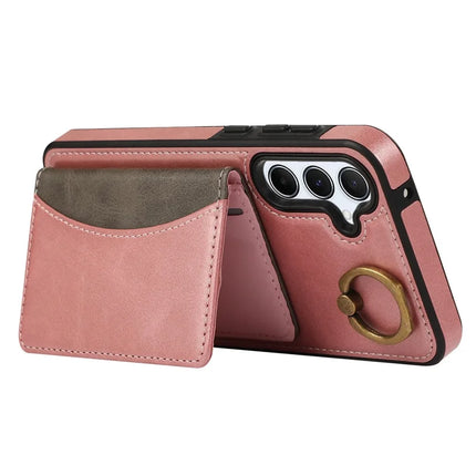 For Samsung Galaxy A34 5G PU Leather Back Case Card Holder Kickstand Phone Cover with Wrist Strap