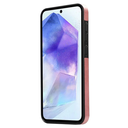 For Samsung Galaxy A34 5G PU Leather Back Case Card Holder Kickstand Phone Cover with Wrist Strap