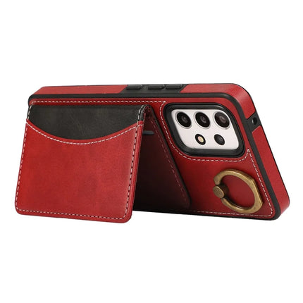 For Samsung Galaxy A53 5G PU Leather Back Case Card Holder Kickstand Phone Cover with Wrist Strap
