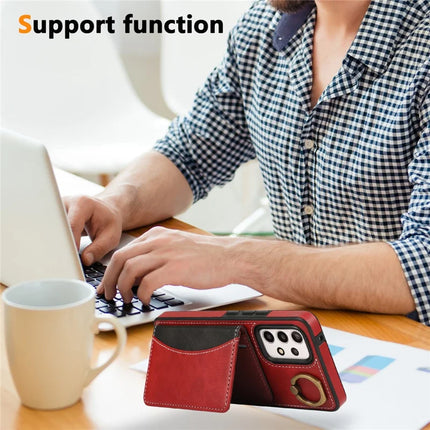 For Samsung Galaxy A53 5G PU Leather Back Case Card Holder Kickstand Phone Cover with Wrist Strap