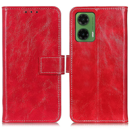 For Motorola Moto G35 5G Case Crazy Horse Texture Leather Phone Wallet Cover - Red