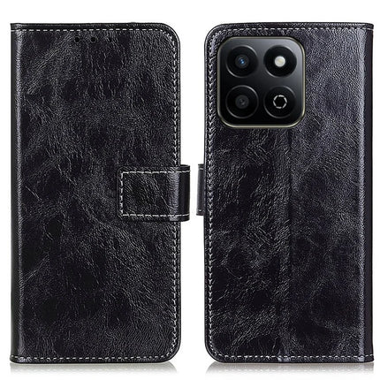 For Honor X7c 4G / 200 Smart 5G / Play 60 Plus 5G Case Crazy Horse Texture Leather Phone Wallet Cover - Black