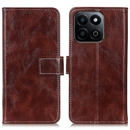 For Honor X7c 4G / 200 Smart 5G / Play 60 Plus 5G Case Crazy Horse Texture Leather Phone Wallet Cover - Brown