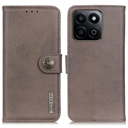 KHAZNEH For Honor X7c 4G / 200 Smart 5G / Play 60 Plus 5G Wallet Case Cowhide Texture Leather Flip Phone Cover - Khaki