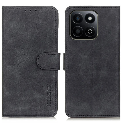 KHAZNEH For Honor X7c 4G / 200 Smart 5G / Play 60 Plus 5G Case PU Leather Retro Texture Phone Cover - Black
