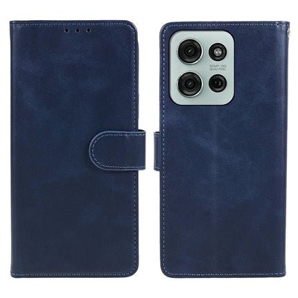 For Motorola Moto G75 5G Case PU Leather Wallet Protective Phone Cover Calf Texture - Blue