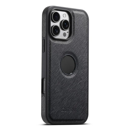 SUTENI M2 For iPhone 16 Pro Max Magnetic Case Cross Texture Leather Back Cover with Detachable Card Bag