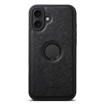 SUTENI M2 For iPhone 16 Plus Magnetic Case Cross Texture Leather Back Cover with Detachable Card Bag
