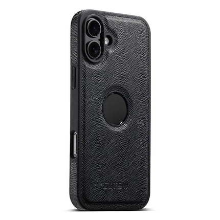 SUTENI M2 For iPhone 16 Plus Magnetic Case Cross Texture Leather Back Cover with Detachable Card Bag