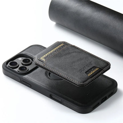 SUTENI M2 For iPhone 16 Pro Max Magnetic Phone Case Waxy Texture Leather+TPU Cover with Card Bag