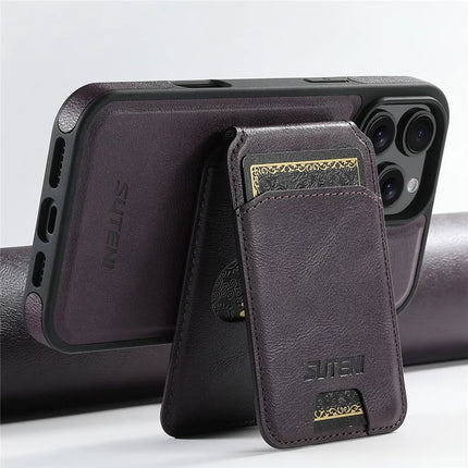 SUTENI M2 For iPhone 16 Pro Max Magnetic Phone Case Waxy Texture Leather+TPU Cover with Card Bag