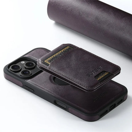 SUTENI M2 For iPhone 16 Pro Max Magnetic Phone Case Waxy Texture Leather+TPU Cover with Card Bag