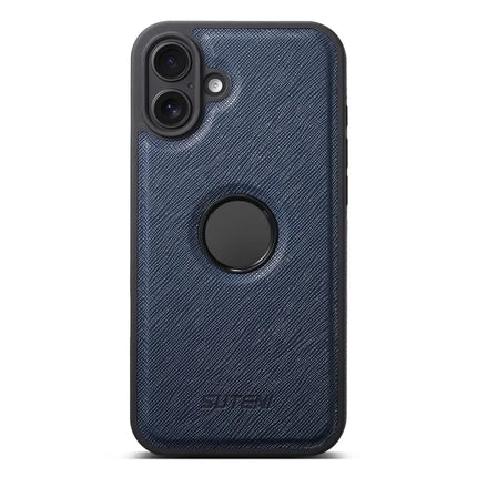 SUTENI G1 For iPhone 16 Plus Case Compatible with MagSafe Cross Texture Leather+TPU Phone Cover