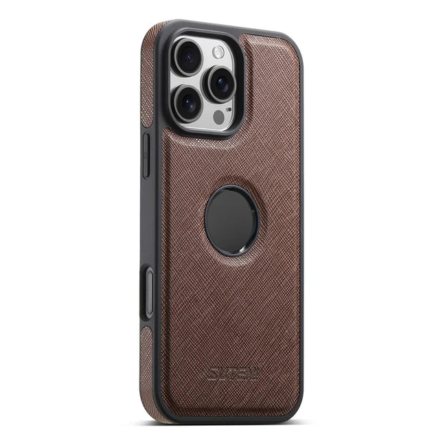 SUTENI G1 For iPhone 16 Pro Max Case Compatible with MagSafe Cross Texture Leather+TPU Phone Cover - Brown