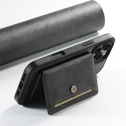 SUTENI M1 For iPhone 16 Pro Max Magnetic Case Detachable Card Bag Waxy Texture Leather+TPU Cover