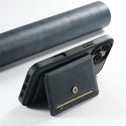SUTENI M1 For iPhone 16 Pro Max Magnetic Case Detachable Card Bag Waxy Texture Leather+TPU Cover