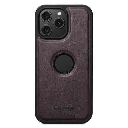 SUTENI M1 For iPhone 16 Pro Max Magnetic Case Detachable Card Bag Waxy Texture Leather+TPU Cover