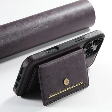 SUTENI M1 For iPhone 16 Pro Max Magnetic Case Detachable Card Bag Waxy Texture Leather+TPU Cover