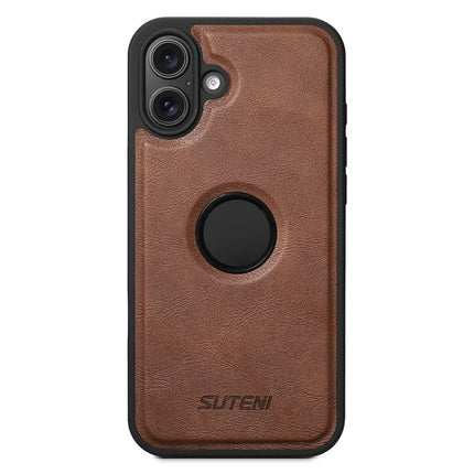 SUTENI M1 For iPhone 16 Plus Magnetic Case Detachable Card Bag Waxy Texture Leather+TPU Cover