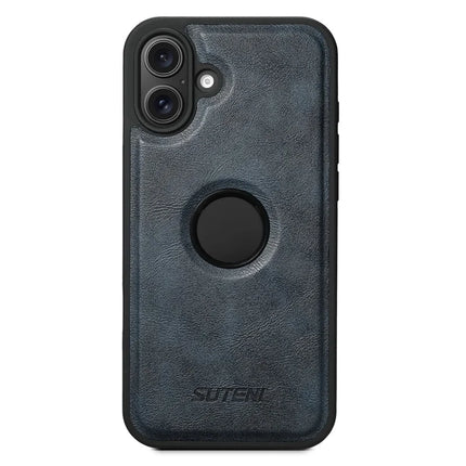 SUTENI M1 For iPhone 16 Plus Magnetic Case Detachable Card Bag Waxy Texture Leather+TPU Cover