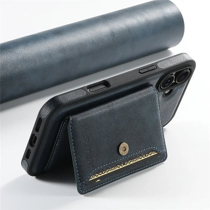 SUTENI M1 For iPhone 16 Plus Magnetic Case Detachable Card Bag Waxy Texture Leather+TPU Cover