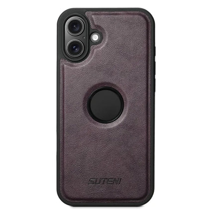 SUTENI M1 For iPhone 16 Plus Magnetic Case Detachable Card Bag Waxy Texture Leather+TPU Cover