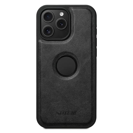 SUTENI G1 For iPhone 16 Pro Max Magnetic Case Waxy Texture Leather Coated TPU Phone Cover