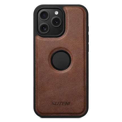 SUTENI G1 For iPhone 16 Pro Max Magnetic Case Waxy Texture Leather Coated TPU Phone Cover